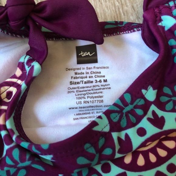Tea Collection baby two piece swimsuit purple 3/6m - Picture 4 of 4